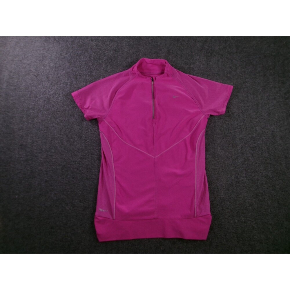 Nike Sphere React Top Women Medium Pink Fit Dry Running Half Zip Short Sleeve